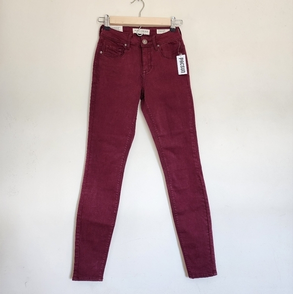 BULLHEAD DENIM CO. for PacSun High-Rise Skinniest Jeans in Burgundy size 1 - Picture 1 of 7